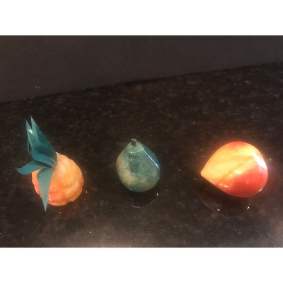 1960's Alabaster Stone Fruit Italian Carved Marble Mid Century Décor Set of 7 - Picture 4 of 10